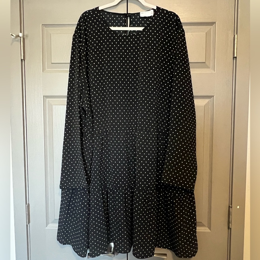 ASOS Curve Black Polka Dot Tiered Dress